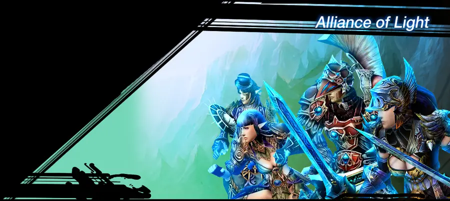 Heroes of the Alliance of Light in blue armor